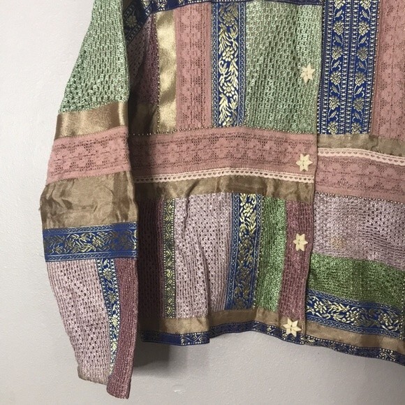Vtg Marisol patchwork star button up fall winter cardigan coat size small - Picture 3 of 13